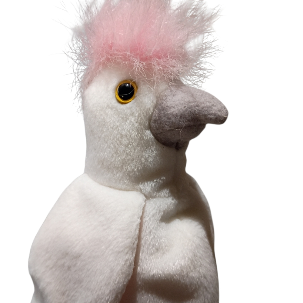 EUC Ty Beanie Buddies KuKu 8" Cockatoo Plush White Pink Stuffed Animal - Picture 7 of 8